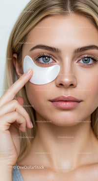 Close-up of Woman with Under Eye Patches, Skincare Treatment