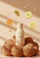Natural Smoothie Bottle on Textured Surface with Fruit Slices