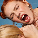 Young woman shouting in intense emotional moment