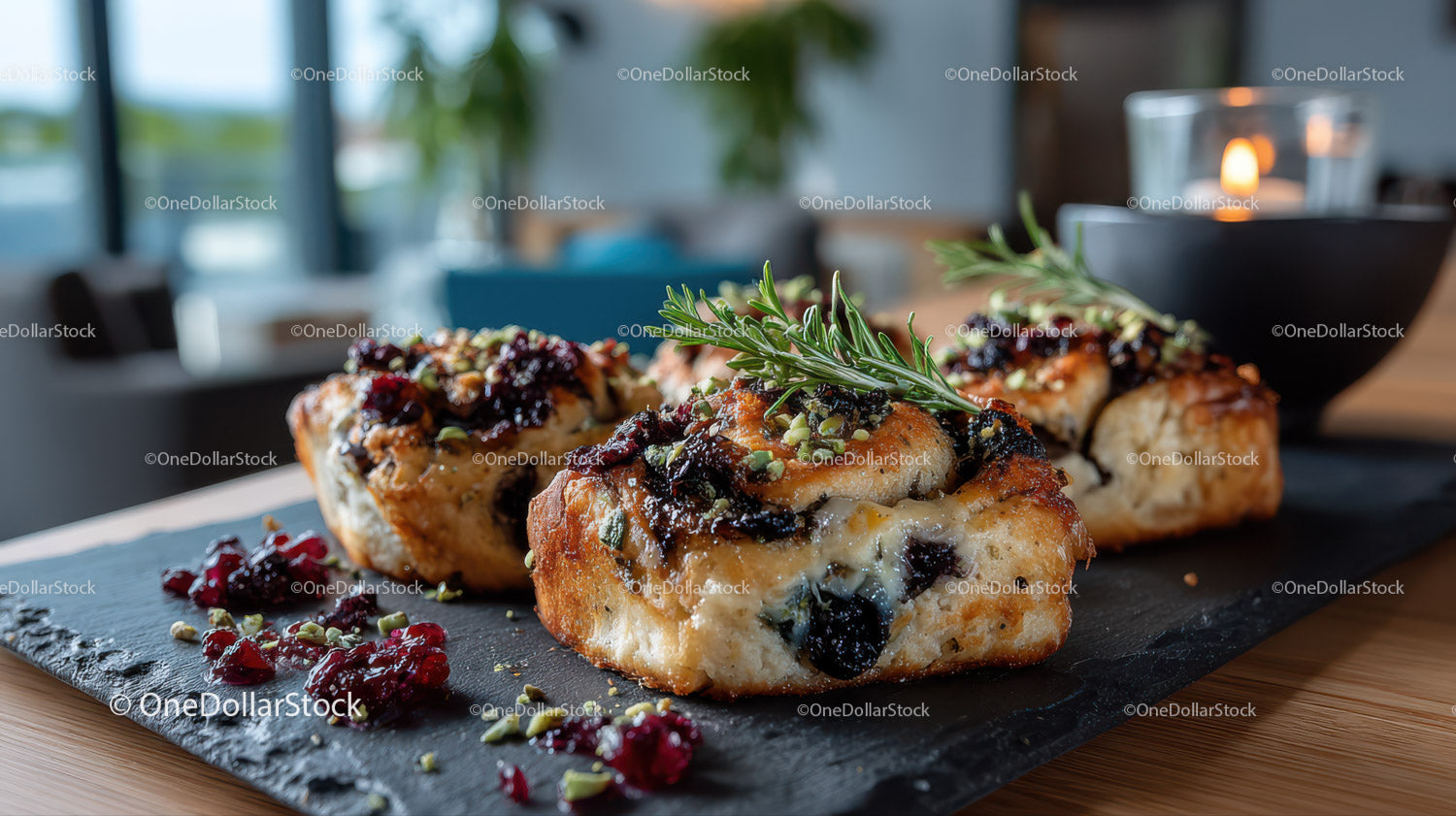 Gourmet Blueberry Pizza with Berry Topping and Fresh Garnish