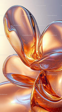 Abstract Glass Sculpture with Vibrant Orange and Reflective Surfaces