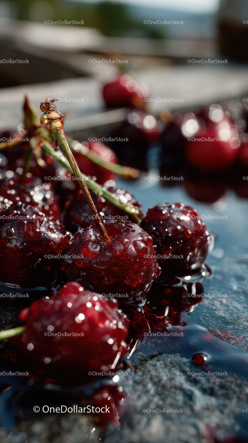 Fresh Juicy Red Cherries With Natural Shine and Vibrant Color