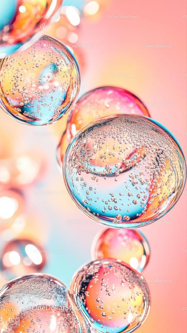 Kolorowe Szklane Kule z Pęcherzykami i Refleksami