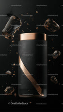 Luxurious Black Cosmetic Bottle with Rose Gold Accents