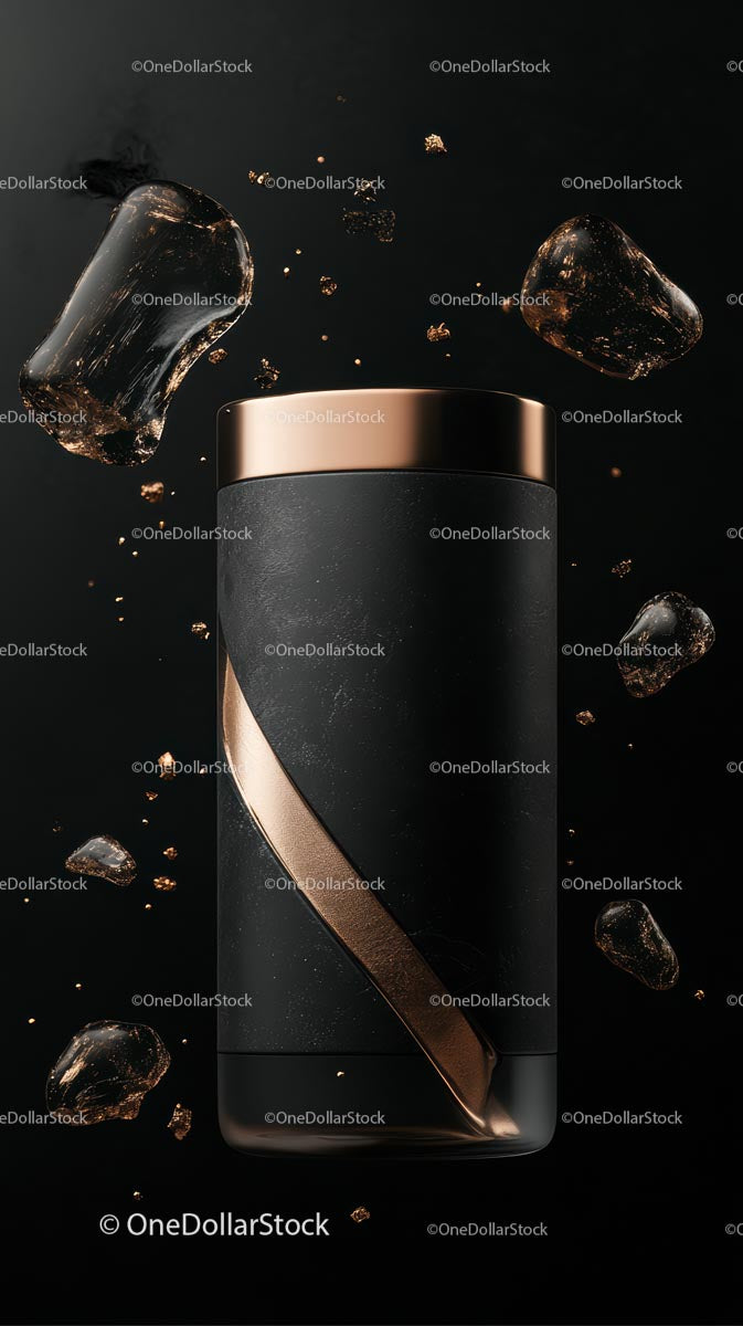 Luxurious Black Cosmetic Bottle with Rose Gold Accents