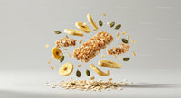 Floating Granola Bar with Oats and Banana Slices