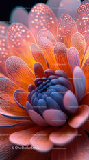 Close-up of Vibrant Orange and Blue Floral Macro Art