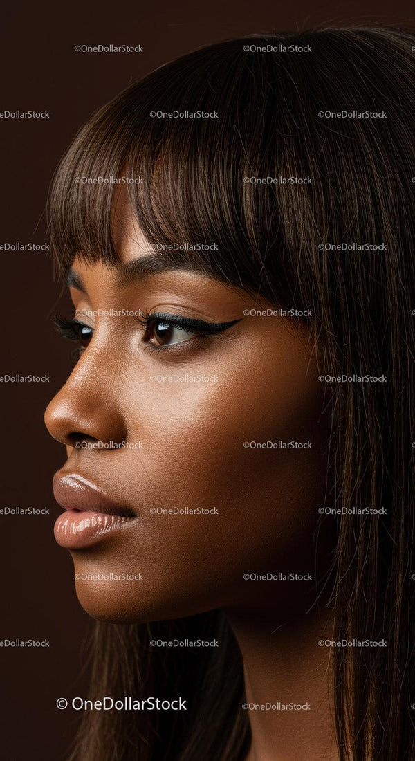 Elegant Beauty Portrait of a Woman with Brown Eyes and Black Eyeliner