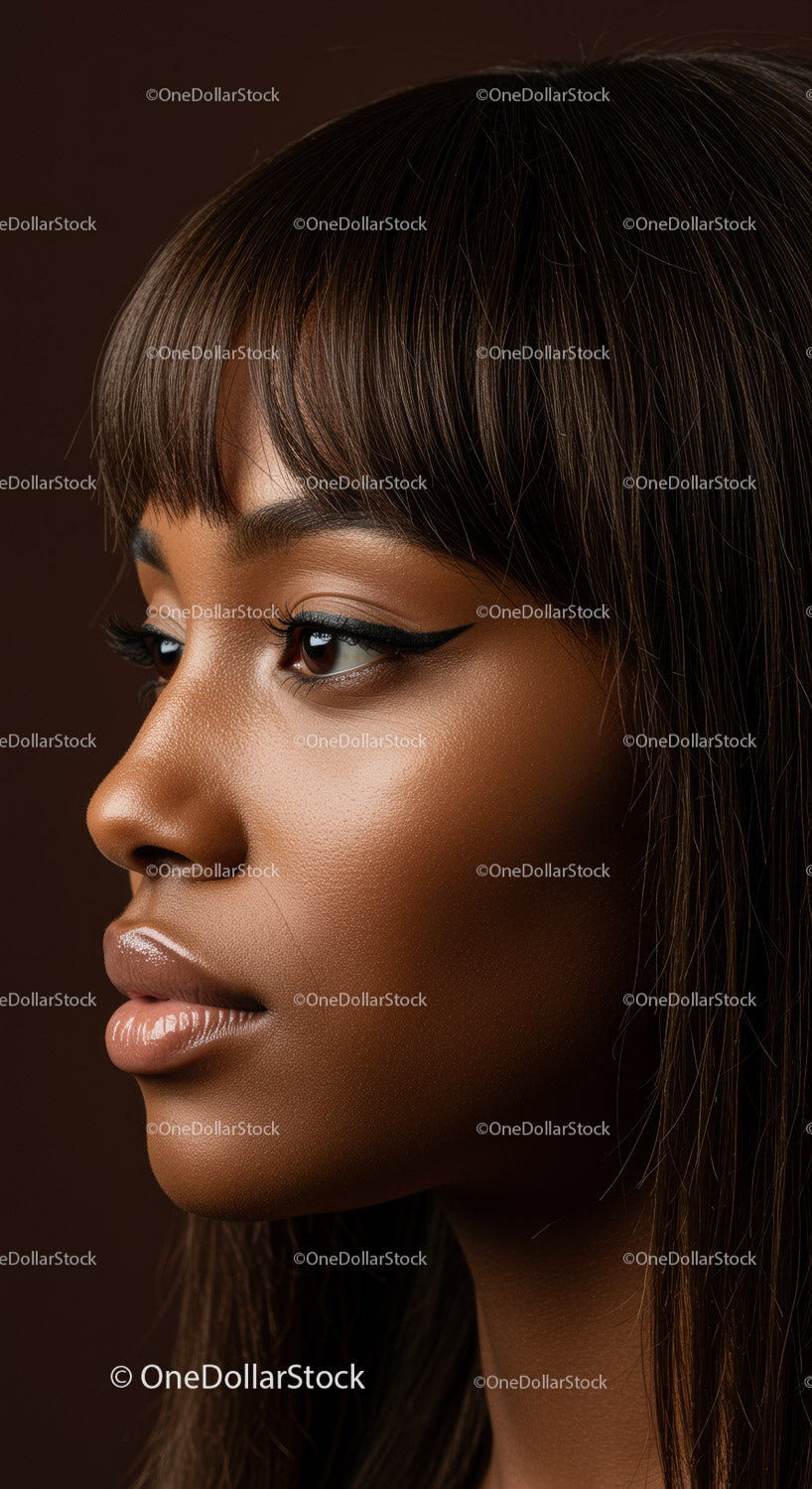 Elegant Beauty Portrait of a Woman with Brown Eyes and Black Eyeliner