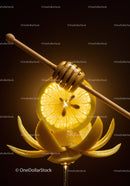 Honey Drizzle Over Lemon Slices in Artistic Arrangement