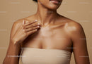 Close-Up of Woman Applying Body Lotion with Smooth Skin and Soft Lighting