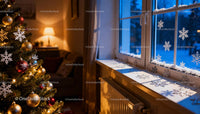 Cozy Christmas Tree with Snowflake Decorations by Window