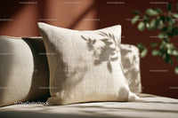 Beige Textured Sofa Cushion with Sunlight Shadows in Modern Living Room