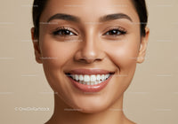 Closeup of smiling young woman with natural makeup