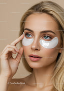 Woman with Under-Eye Patches Enjoying Skincare Routine Close-Up