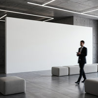 Blurred businessman walking in modern minimalist lobby