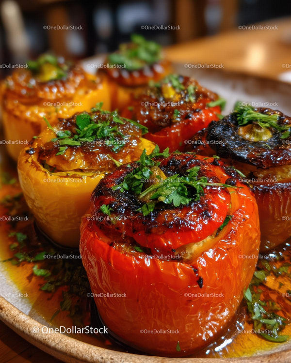 Colorful Grilled Stuffed Bell Peppers with Fresh Herbs