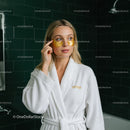 Young Woman Wearing Under-Eye Patches in Spa Setting with Relaxing Atmosphere