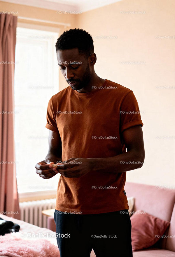 Young man lost in thought while holding cigarette