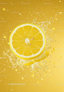 Fresh Lemon Slice Splashing in Clear Water