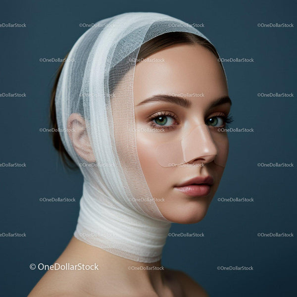 Close-up Portrait of Beautiful Woman with Clear Skin and Blue Eyes