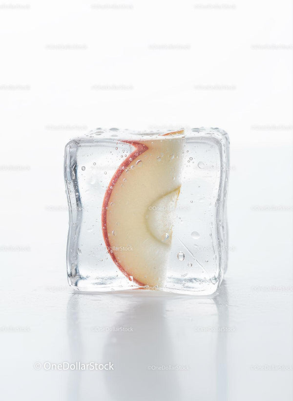 Fresh Apple Slice Encased in Clear Ice Cube