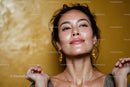Elegant Woman Smiling with Jewelry and Bright Background