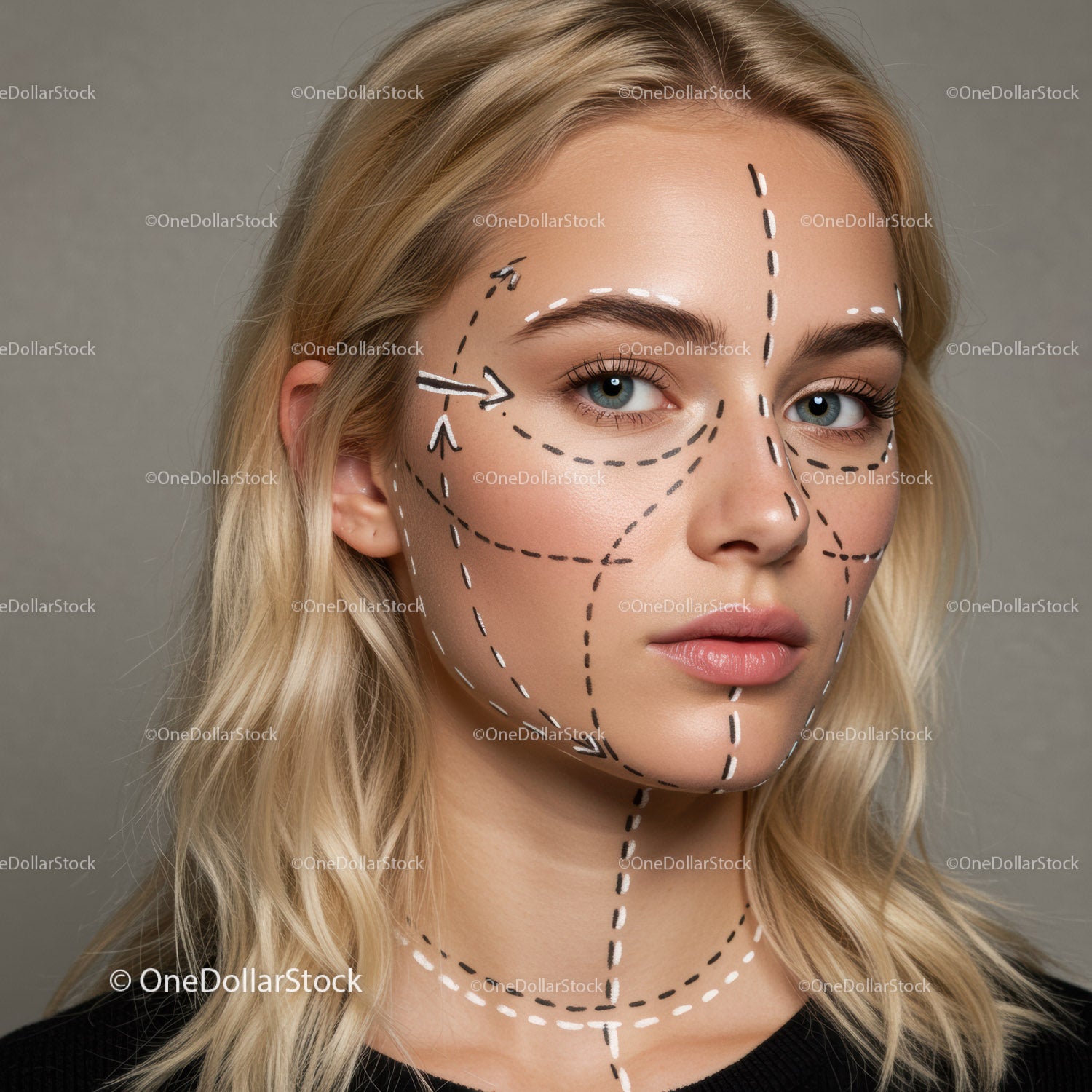 Facial Contours and Profile Outline of a Woman with Skin Care Style