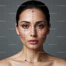 Beauty Model with Facial Contouring Markings for Cosmetic Surgery