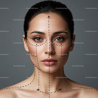 Beauty Model with Facial Contouring Markings for Cosmetic Surgery