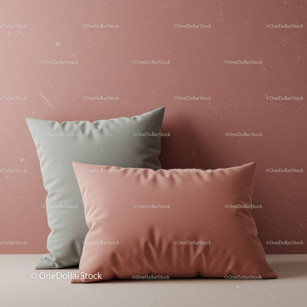Pink and Gray Cushions on Soft Sofa With Minimalist Bedroom Decor