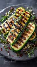 Grilled Zucchini Slices with Fresh Herbs and Spices