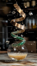 Champagne Cork Explosion with Sparkling Bubbles in Celebratory Scene