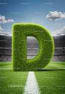 Large Grass Letter D on Football Field in Stadium