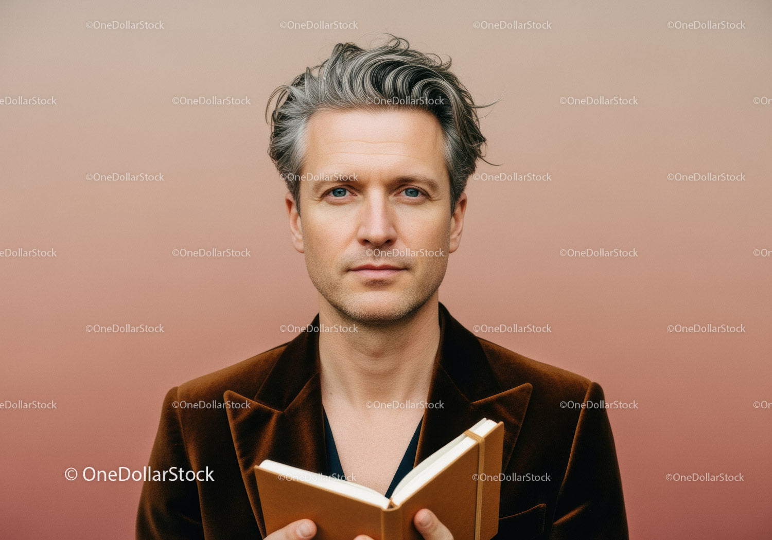 Stylish Middle-Aged Man Reading Book in Modern Interior