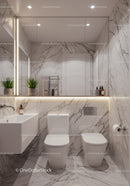 Elegant Marble Bathroom with Modern Fixtures and Minimalist Decor