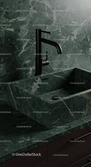 Elegant Green Marble Sink with Black Modern Faucet for Luxurious Kitchen
