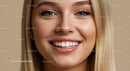 Close Up of Smiling Blonde Woman with Perfect Teeth