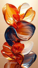 Elegant Abstract Glass Sculpture with Vibrant Swirling Colors