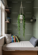 Green Hanging Plant in Cozy Indoor Nook with Modern Decor