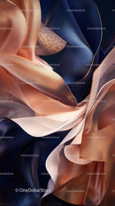 Luxurious Satin Fabric in Soft Blue, Gold, Pink and White Tones