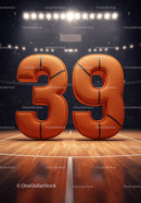 Basketball Number 39 on Indoor Court Under Lights