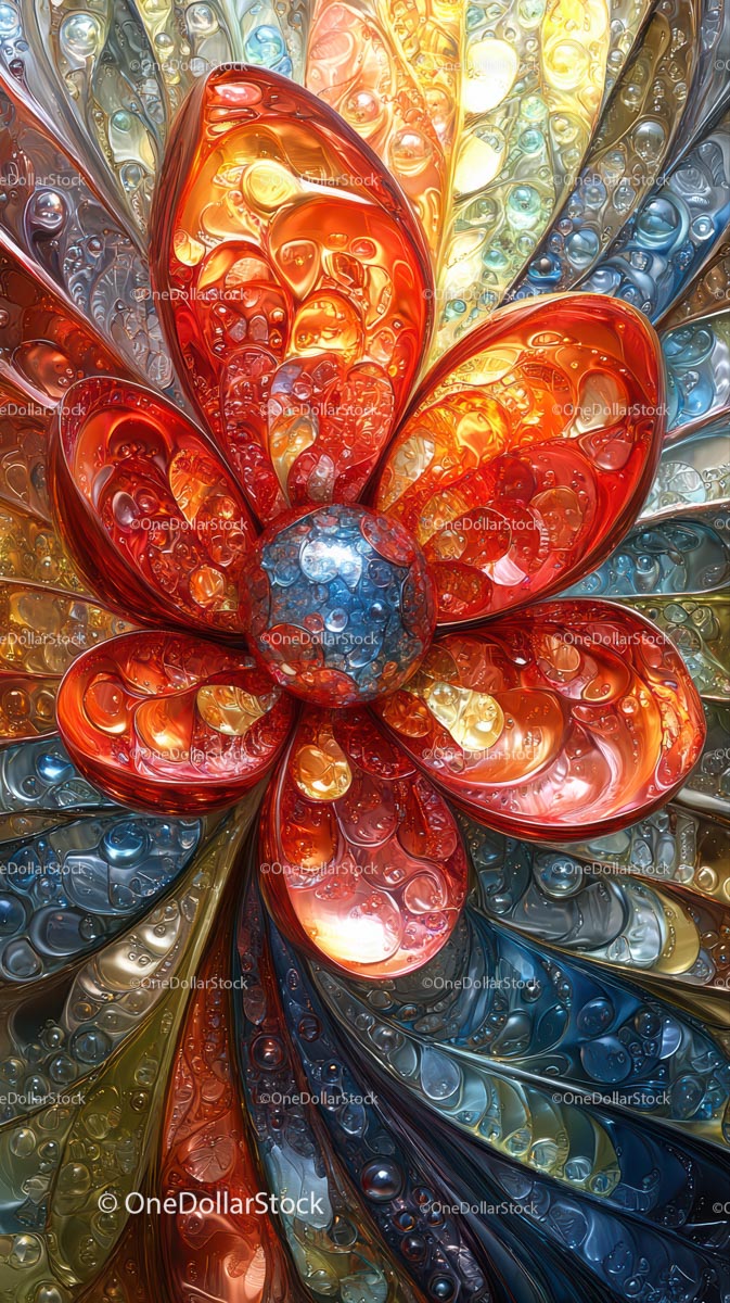 Colorful Glass Flower Sculpture with Vivid Petal Details