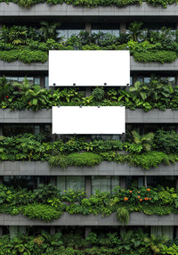 Modern Building Facade Covered with Lush Greenery