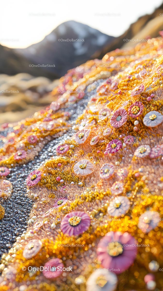 Colorful Coral Reef with Pink Sea Anemones and Yellow Coral Underwater Scene