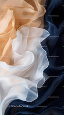 Elegant Silk Fabrics in Beige White and Navy Blue with Flowing Textures