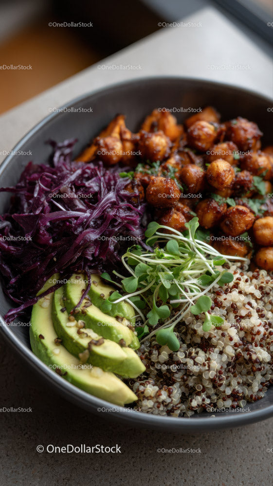 Nutritious Quinoa Salad with Avocado and Red Cabbage