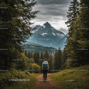 Majestic Snow-Capped Mountain Peak Surrounded by Green Forest in Scenic Wilderness