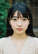 Portrait of a Young Woman with Black Hair and Almond Eyes