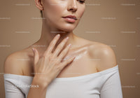 Elegant Woman Applying Body Lotion with Smooth Moisturized Skin